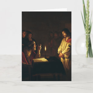 Christ before Caiaphas by Honthorst Fine Art Card