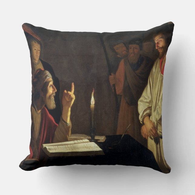 Christ Before Caiaphas (oil on canvas) Throw Pillow (Front)