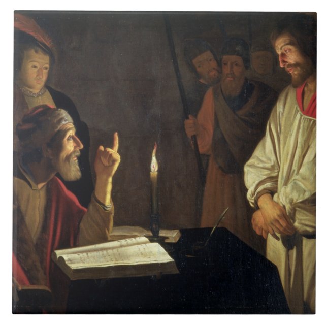 Christ Before Caiaphas (oil on canvas) Tile (Front)