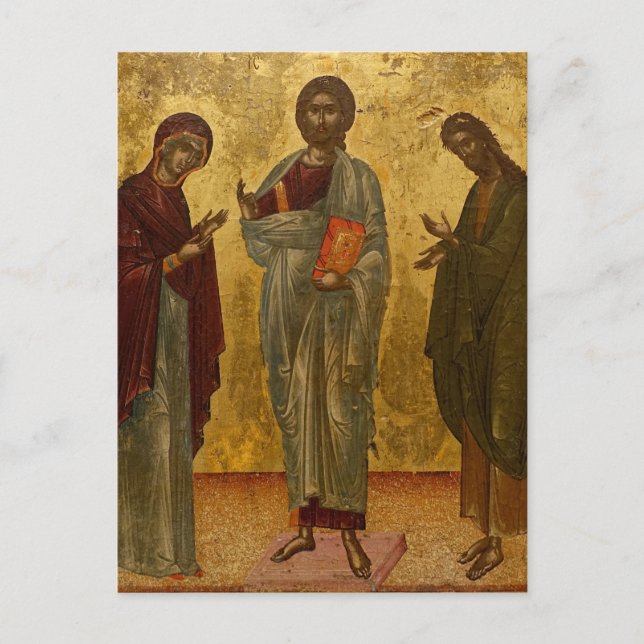 Christ Between Mary and John the Baptist Icon Postcard (Front)