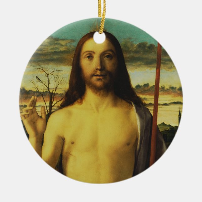 Christ Blessing by Giovanni Bellini   Ceramic Ornament (Front)