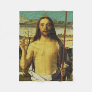 Christ Blessing by Giovanni Bellini Fleece Blanket