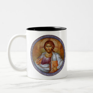 Christ Blessing Two-Tone Coffee Mug