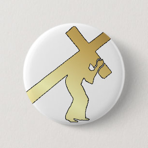 CHRIST CARRYING CROSS 2 INCH ROUND BUTTON