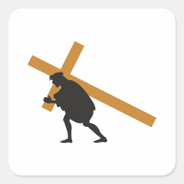Christ carrying cross square sticker (Front)