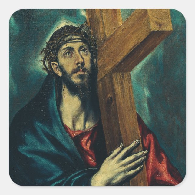 Christ Carrying the Cross by El Greco Square Sticker (Front)