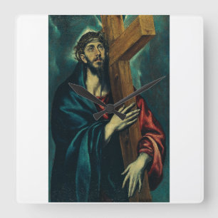 Christ Carrying the Cross by El Greco Square Wall Clock