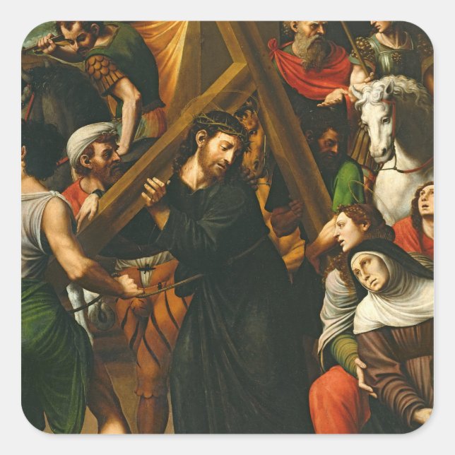 Christ Carrying the Cross Square Sticker (Front)