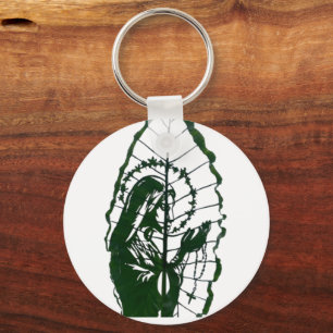 Christ Carved on a Leaf Keychain