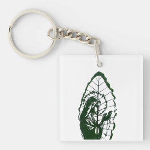 Christ Carved on a Leaf Keychain