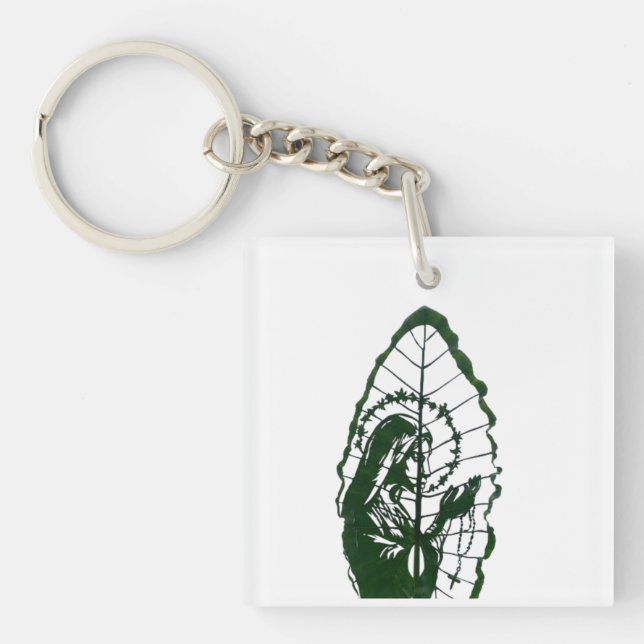 Christ Carved on a Leaf  Keychain (Front)