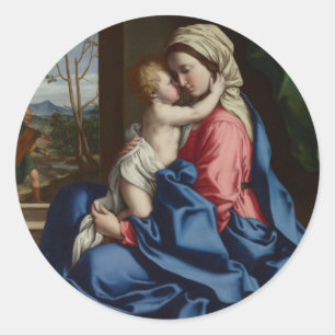 Christ Child Embracing His Mother Classic Round Sticker