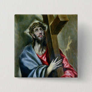 Christ Clasping the Cross, 1600-10 (oil on canvas) 2 Inch Square Button