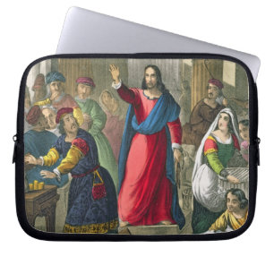 Christ Cleanses the Temple, from a bible printed b Laptop Sleeve