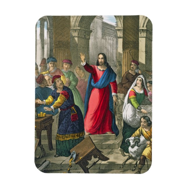 Christ Cleanses the Temple, from a bible printed b Magnet (Vertical)