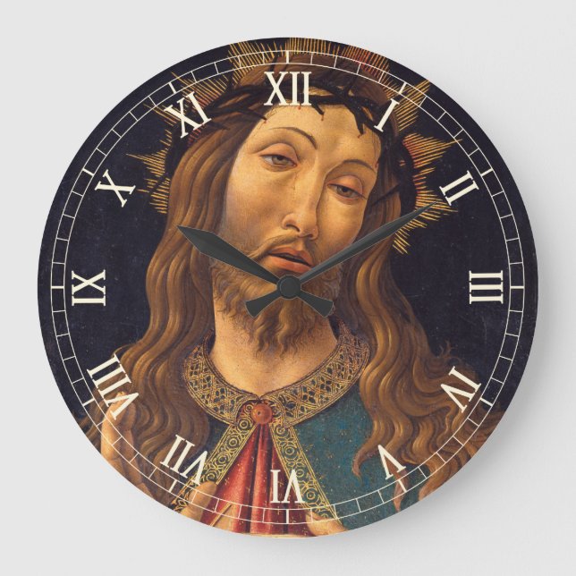 Christ Crowned with Thorns by Sandro Botticelli Large Clock (Front)