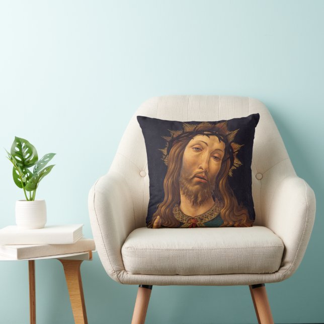Christ Crowned with Thorns by Sandro Botticelli Throw Pillow (Chair)