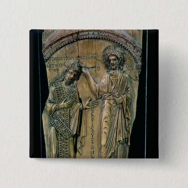 Christ Crowning the Emperor Constantine VII 2 Inch Square Button (Front)