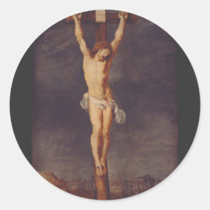 Christ dead on the cross by Peter Paul Rubens  Classic Round Sticker