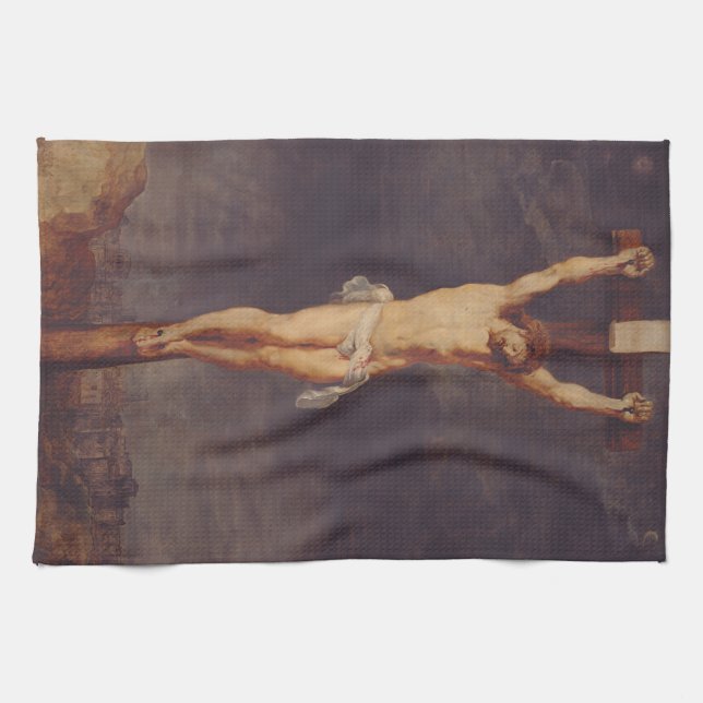 Christ dead on the cross by Peter Paul Rubens  Kitchen Towel (Horizontal)