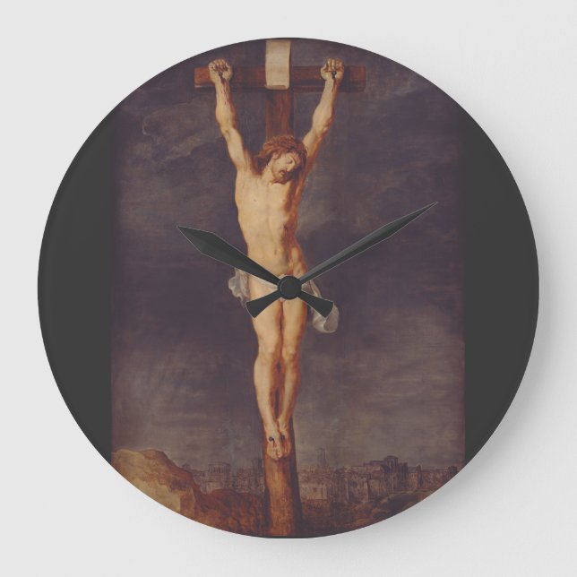 Christ dead on the cross by Peter Paul Rubens  Large Clock (Front)