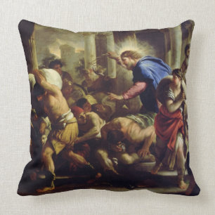 Christ Driving the Merchants from the Temple Throw Pillow