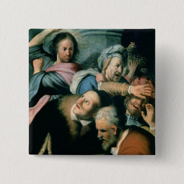 Christ Driving the Moneychangers 2 Inch Square Button (Front)