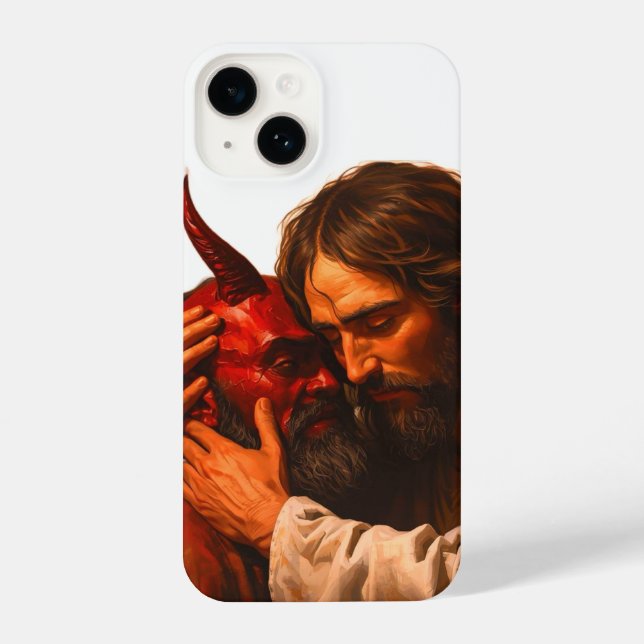 Christ Embracing Lucifer iPhone Case (Back)