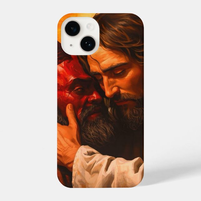Christ Embracing Lucifer iPhone Case (Back)