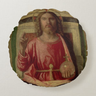 Christ Enthroned, c.1505 Round Pillow