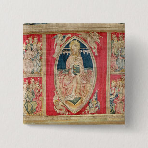 Christ enthroned with the apocalyptic beasts 2 inch square button