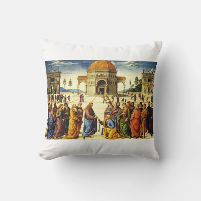 Christ Giving the Keys to Saint Peter Throw Pillow (Front)