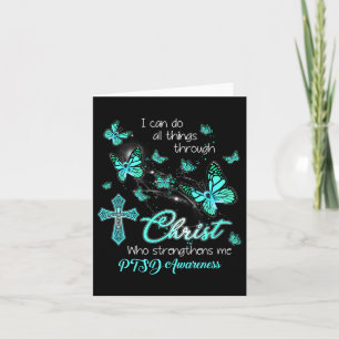 Christ God Cross Strengthen Me Butterfly Teal Ptsd Card