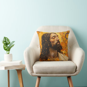 Christ Golden Abstract Art Throw Pillow