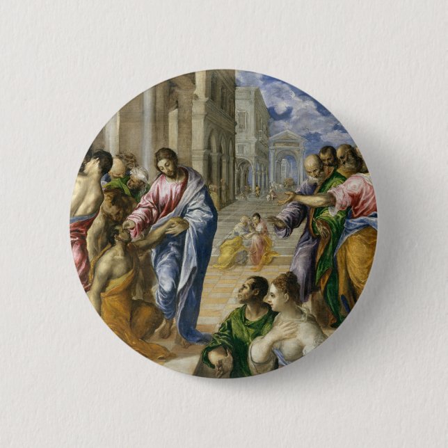 Christ Healing the Blind 2 Inch Round Button (Front)