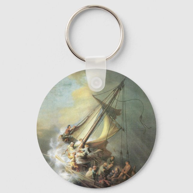 Christ in a storm on the sea of Galilee -Rembrandt Keychain (Front)