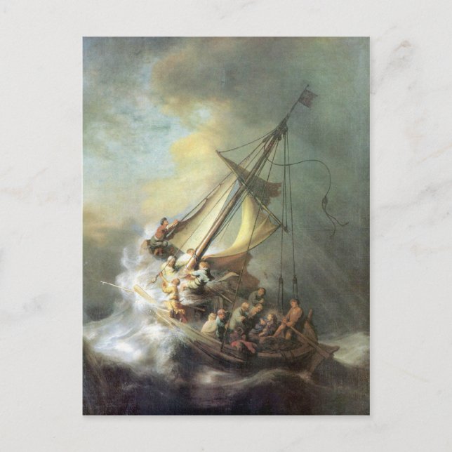 Christ in a storm on the sea of Galilee -Rembrandt Postcard (Front)