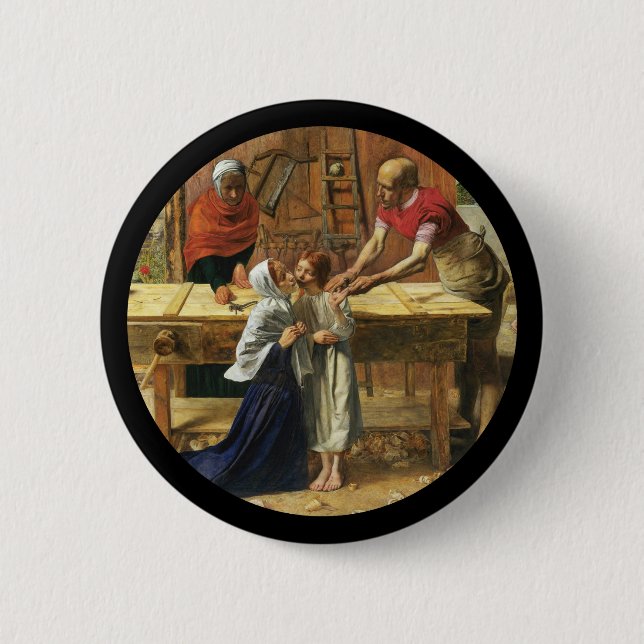 Christ in His Father's Carpenter Shop 2 Inch Round Button (Front)