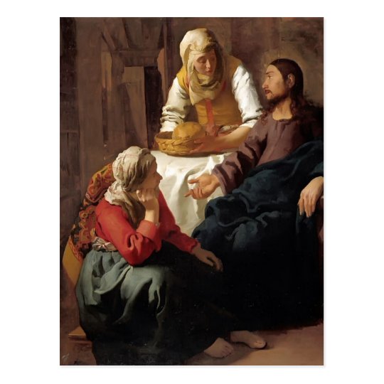 Christ in House of Martha,Mary by Johannes Vermeer Postcard