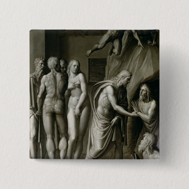Christ in Limbo 2 Inch Square Button (Front)