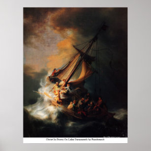 Christ In Storm On Lake Genezareth by Rembrandt Poster