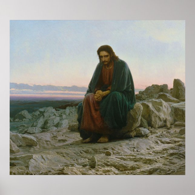 Christ in the Desert by Ivan Nikolaevich Kramskoi Poster (Front)