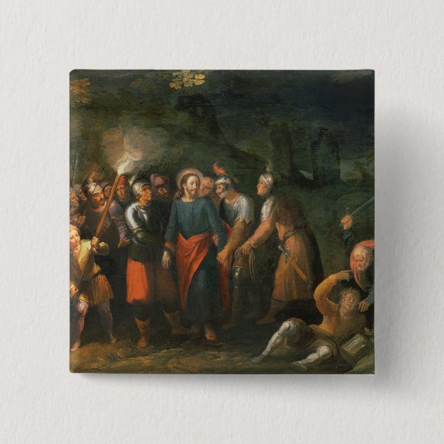 Christ in the Garden of Gethsemane 2 Inch Square Button (Front)
