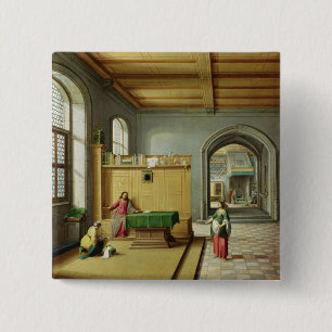Christ in the House of Martha and Mary 2 Inch Square Button