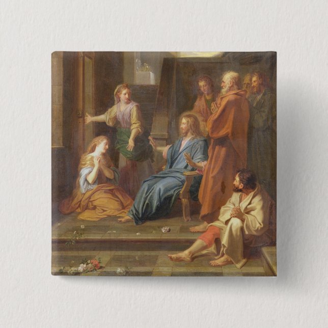 Christ in the House of Martha and Mary 2 Inch Square Button (Front)