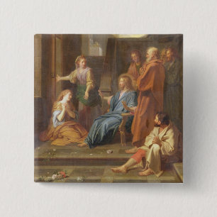 Christ in the House of Martha and Mary 2 Inch Square Button