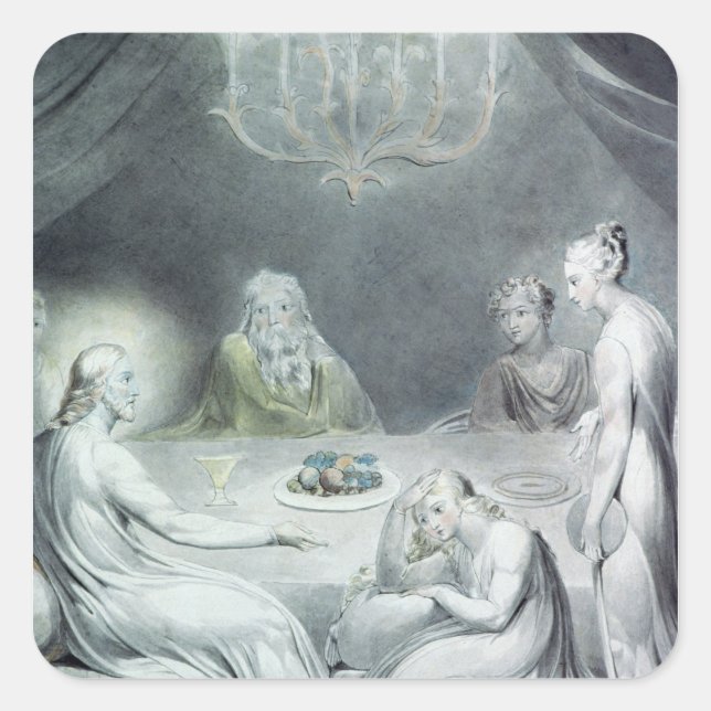 Christ in the House of Martha and Mary Square Sticker (Front)