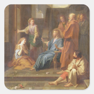 Christ in the House of Martha and Mary Square Sticker