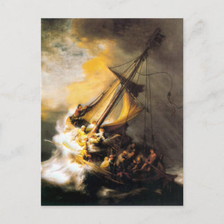 Christ in the Storm on Sea of Galilee- Rembrandt Postcard