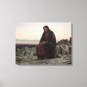 Christ in the Wilderness (by Ivan Kramskoi) Canvas Print